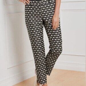 Talbots Hampshire Ankle Pants Women's 2P Black White Jacquard Butterfly Straight